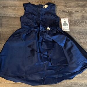 Rare Editions Navy Lace and Satin Dress